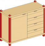 Skříňka MIKI TOP kombinovaná jednodveřová se 4 zásuvkami vpravo