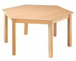 Šestistranný stůl o průměru 120 cm, volitelná barva dekoru desky, | výška 36 cm, výška 40 cm, výška 46 cm, výška 52cm, výška 58cm, výška 64 cm, výška 70cm, výška 76 cm
