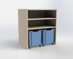 Cabinet shelf with 2 plastic drawers on wheels